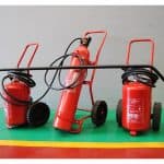 Different types of mobile extinguishers (powder and carbon dioxide type) EN 3.7 certified